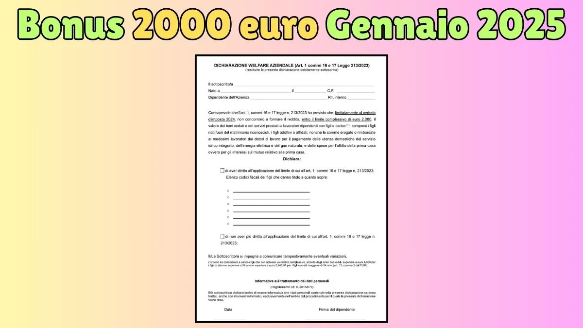 Bonus 2000 euro Gennaio 2025