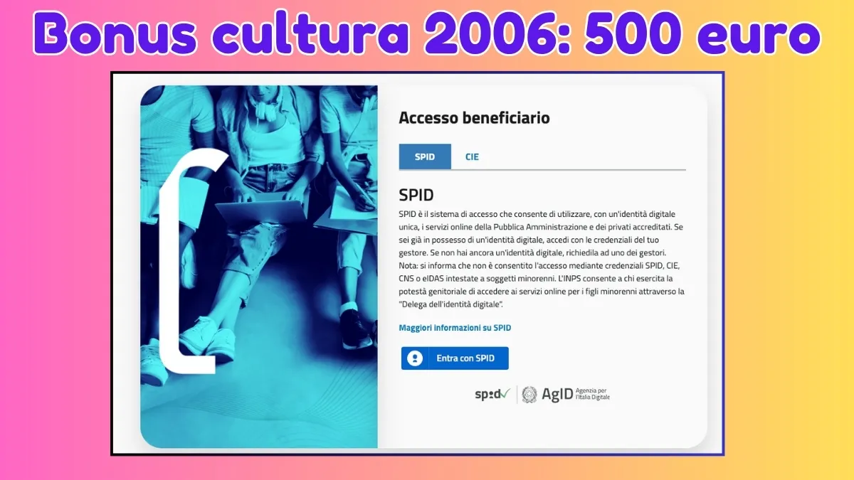 Richiedi il Bonus cultura 2024 nati 2006: 500 euro