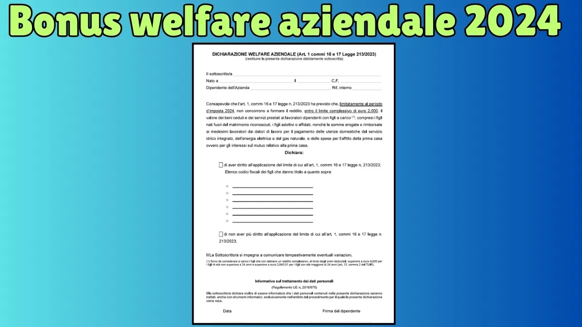 Bonus welfare aziendale 2024