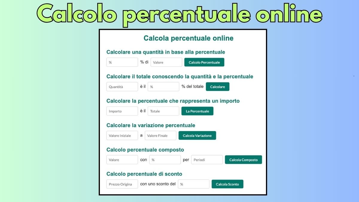 Calcolo percentuale di sconto online