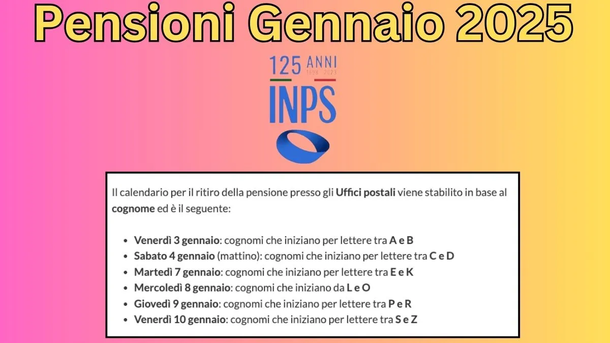 Pensioni Gennaio 2025