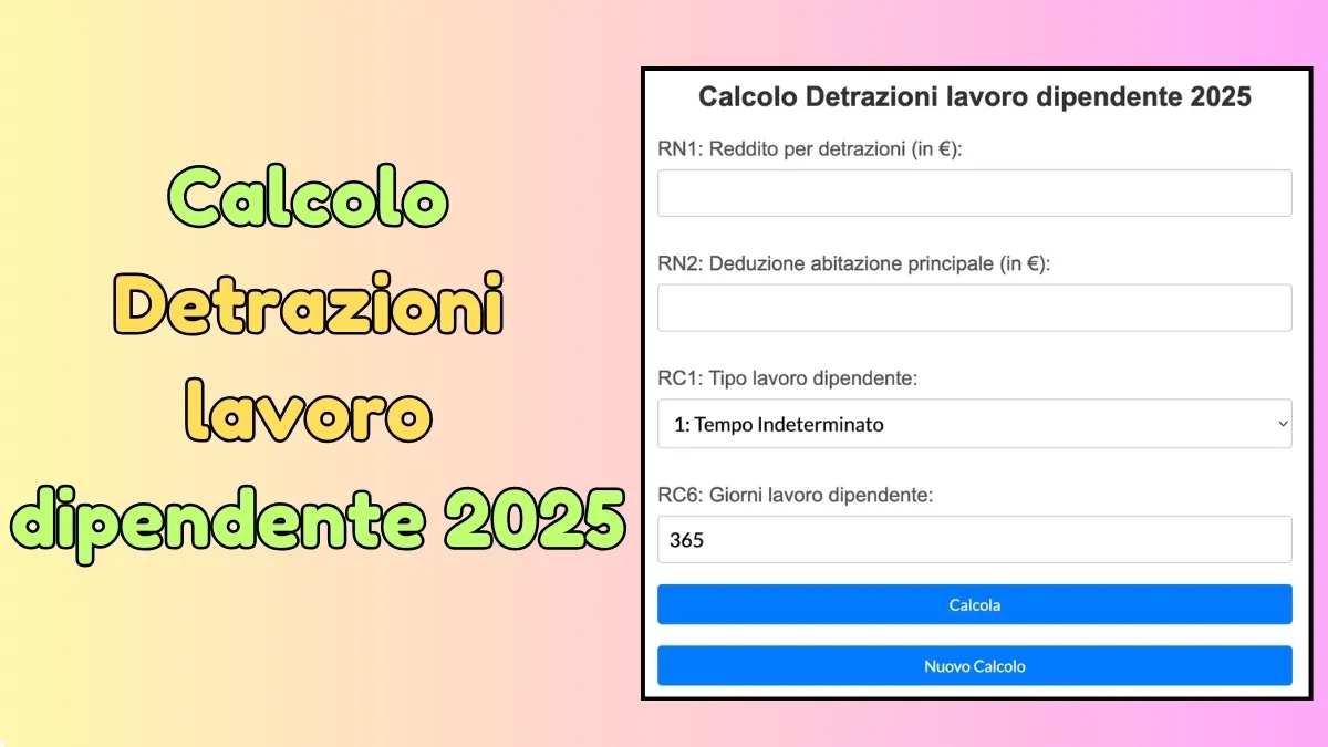 Calcolo Detrazioni lavoro dipendente 2025